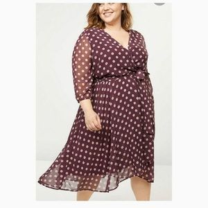 Lane Bryant beautiful brown polka dot dress